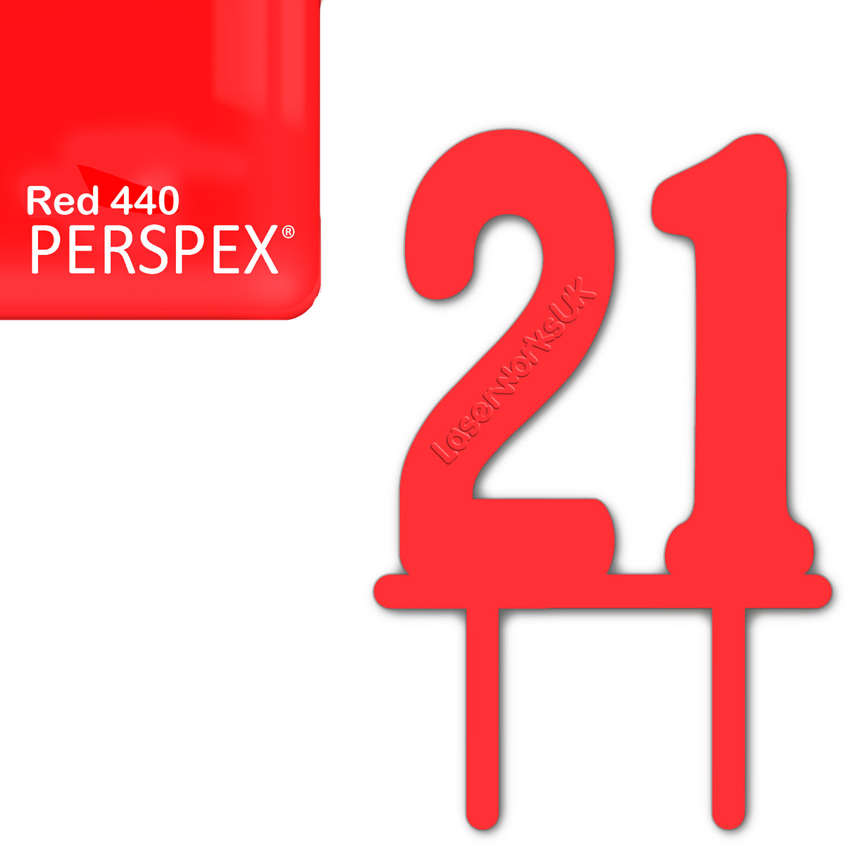 Acrylic Number Twenty One Cake Topper - Laserworksuk