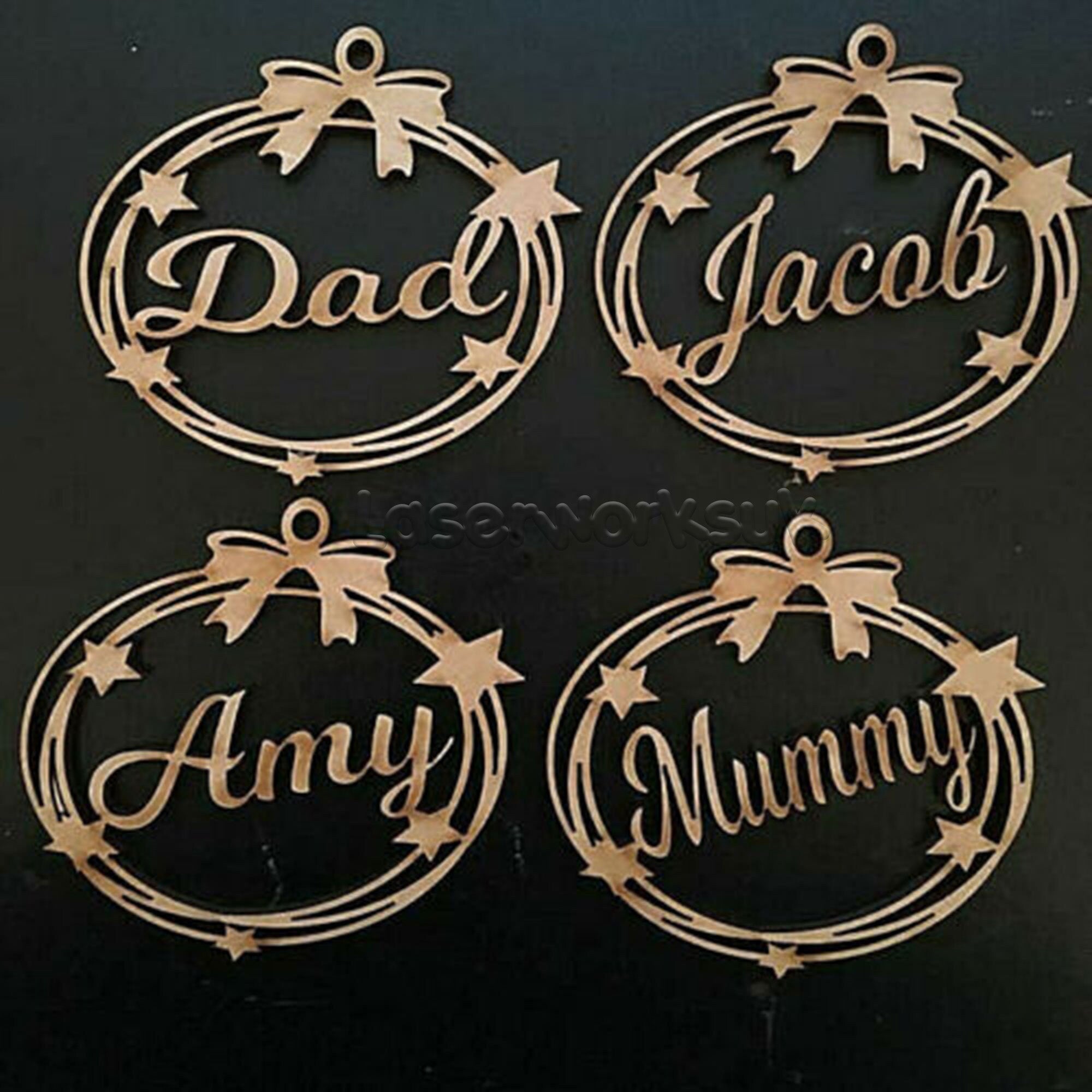 Personalised Star Bauble, Christmas Tree Bauble, Christmas Star Decoration - LaserworksUK