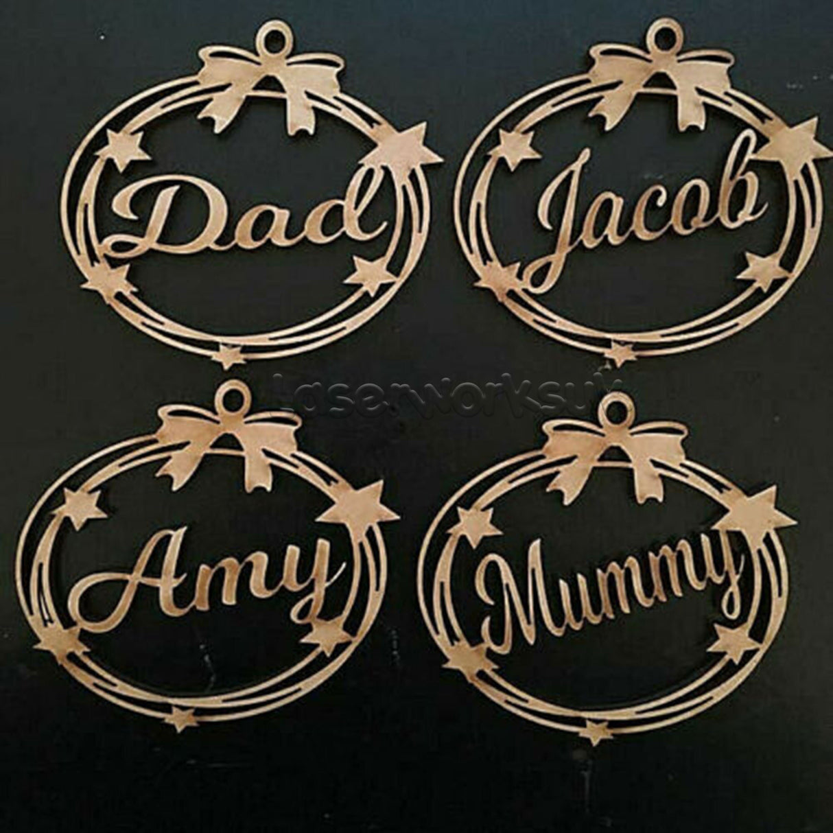 Personalised Star Bauble, Christmas Tree Bauble, Christmas Star Decoration - LaserworksUK