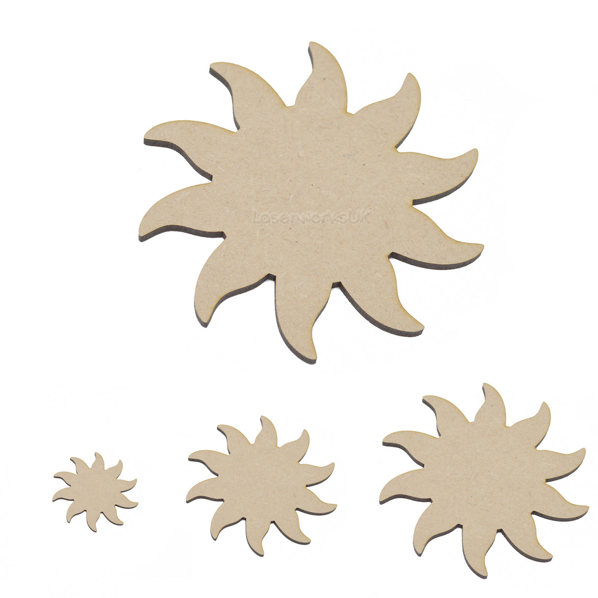Sun MDF Craft Shapes | Weather Wooden Blank Tags Embellishment - LaserworksUK