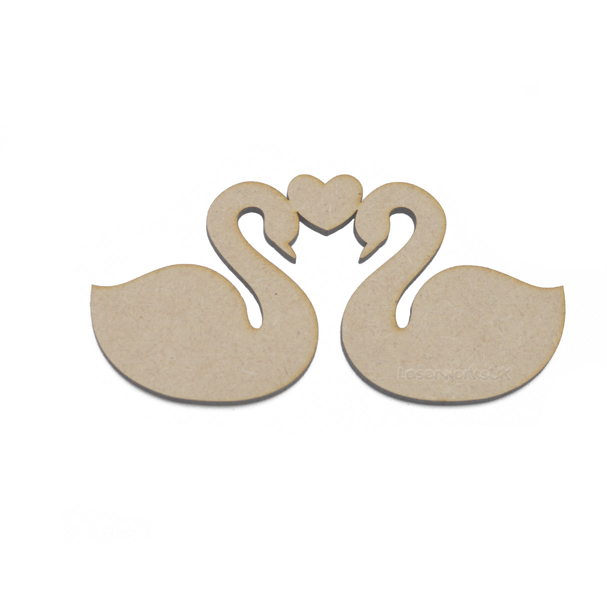 2 Swans with love Heart - MDF Craft Shapes - LaserworksUK