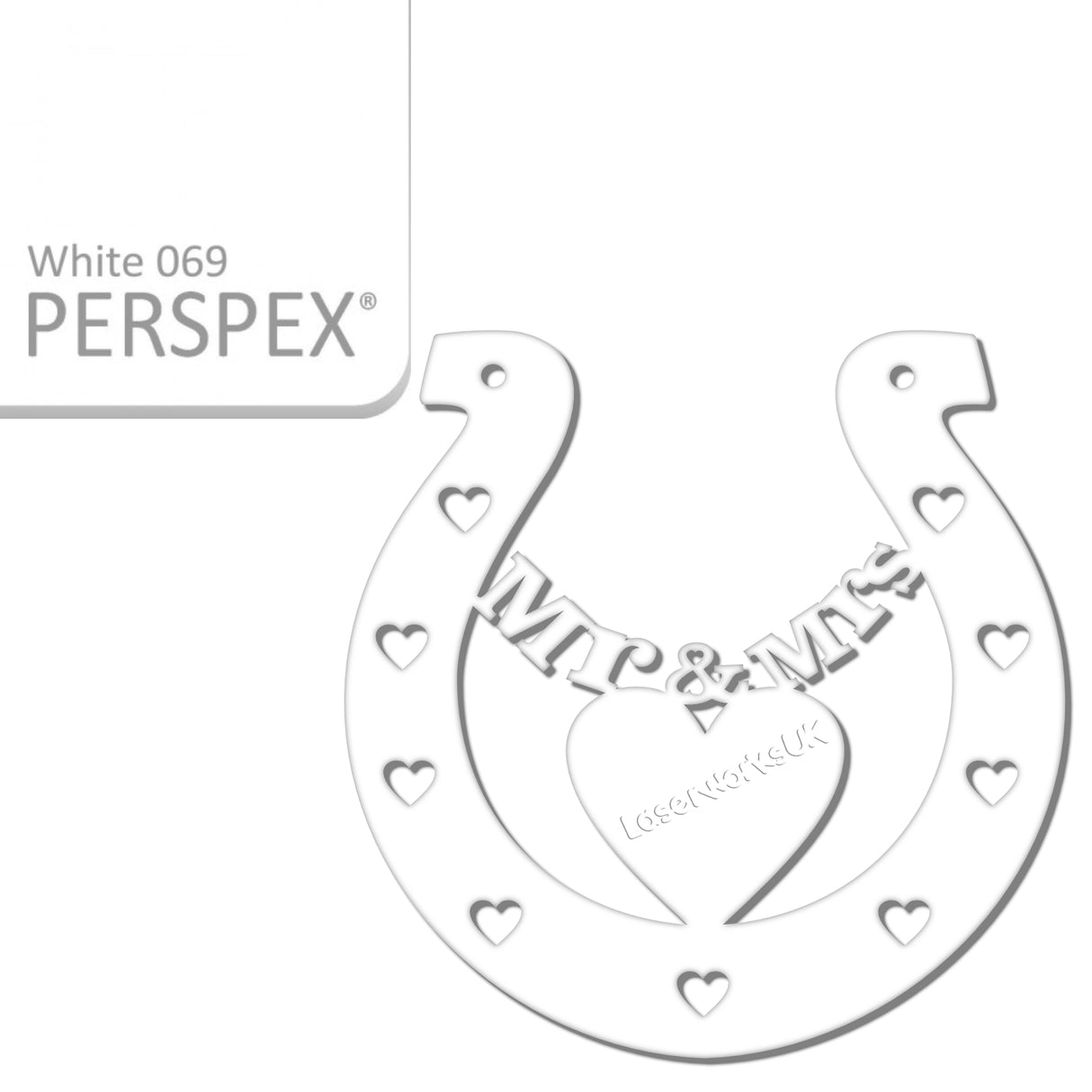 Acrylic Mr & Mrs Horseshoe Blanks - Laserworksuk