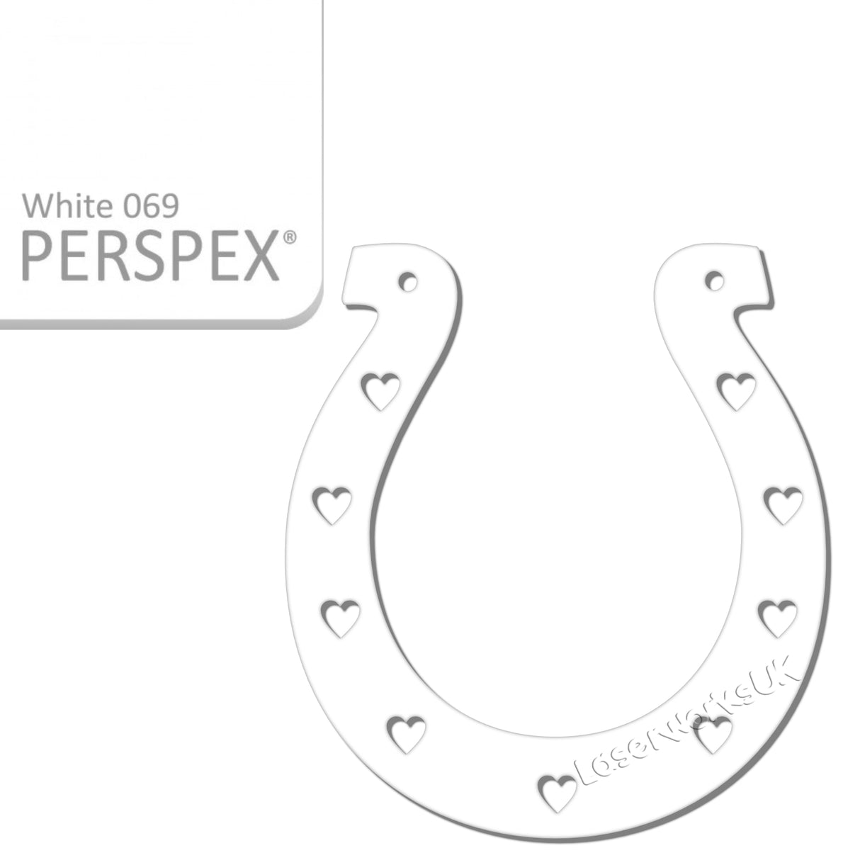 Acrylic Wedding Horseshoe With Hearts Cut Out Border - Laserworksuk