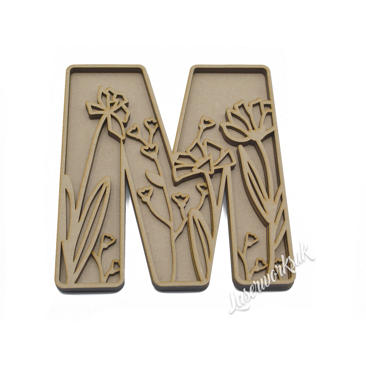 Wild Flower Alphabet Theme Layered Letters - Full Alphabet Available - LaserworksUK