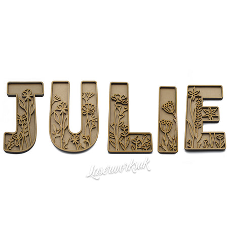 Wild Flower Alphabet Theme Layered Letters - Full Alphabet Available - LaserworksUK