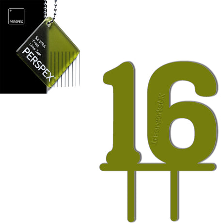 Acrylic Number Sixteen Cake Topper - Laserworksuk
