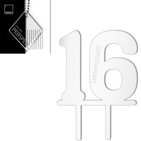 Acrylic Number Sixteen Cake Topper - Laserworksuk
