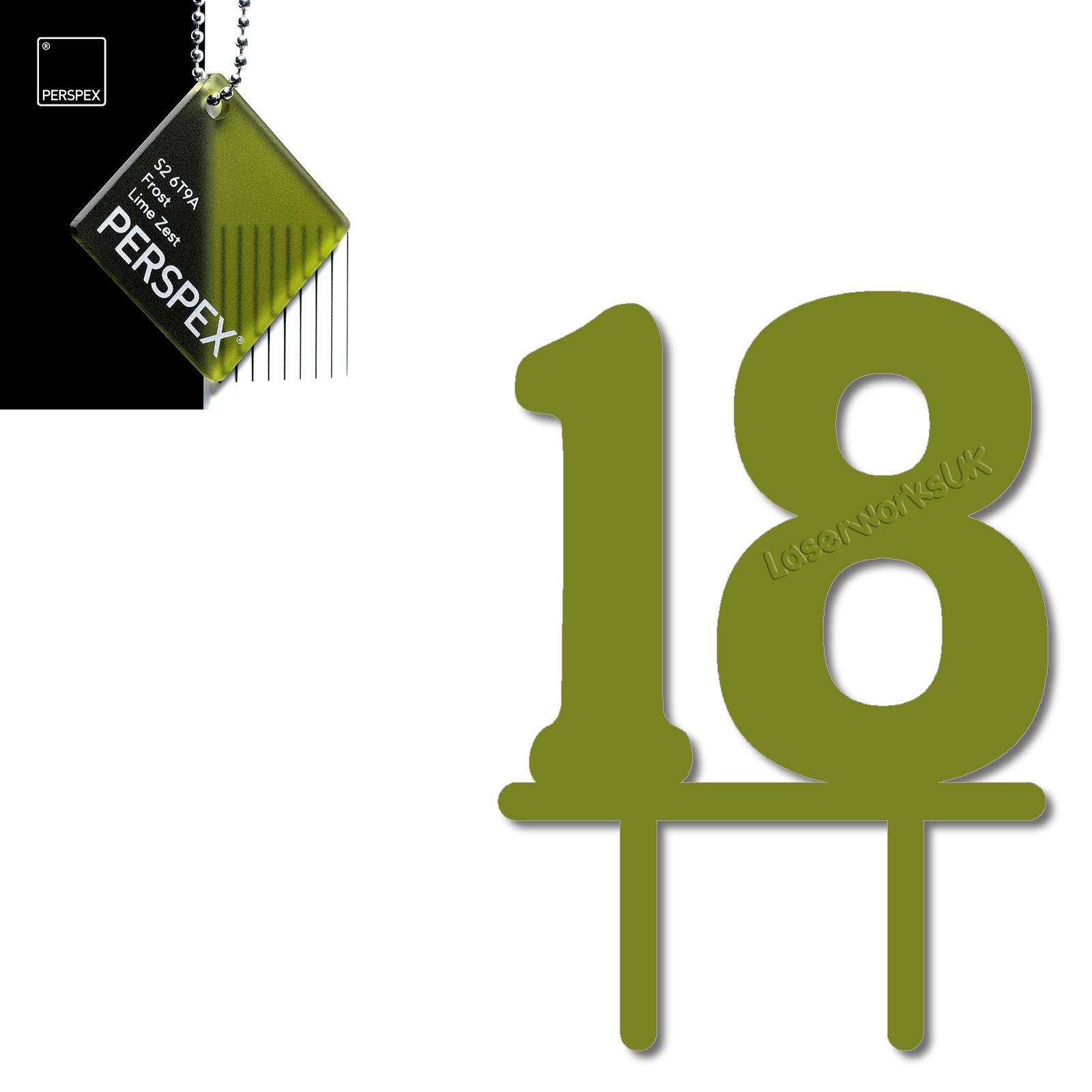 Acrylic Number Eighteen Cake Topper - Laserworksuk