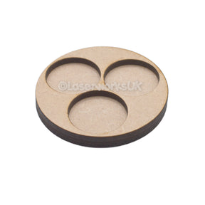 60mm Large Gun Team Base for 3x 25mm round bases - Laserworksuk