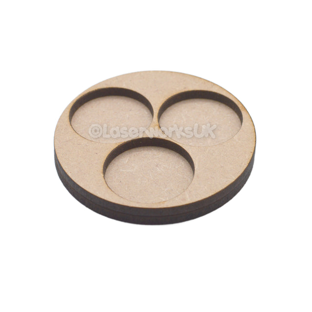 60mm Large Gun Team Base for 3x 25mm round bases - Laserworksuk