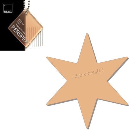 Acrylic 6 sided Star Blanks (10cm Pack of 5) - Laserworksuk