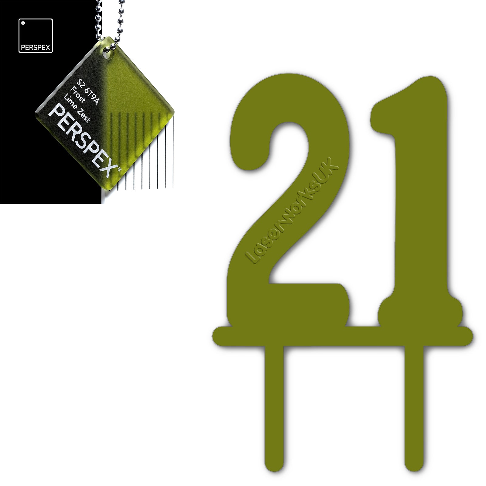 Acrylic Number Twenty One Cake Topper - Laserworksuk