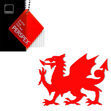 Acrylic Welsh Dragon - Made in Wales - Laser Cut - Laserworksuk