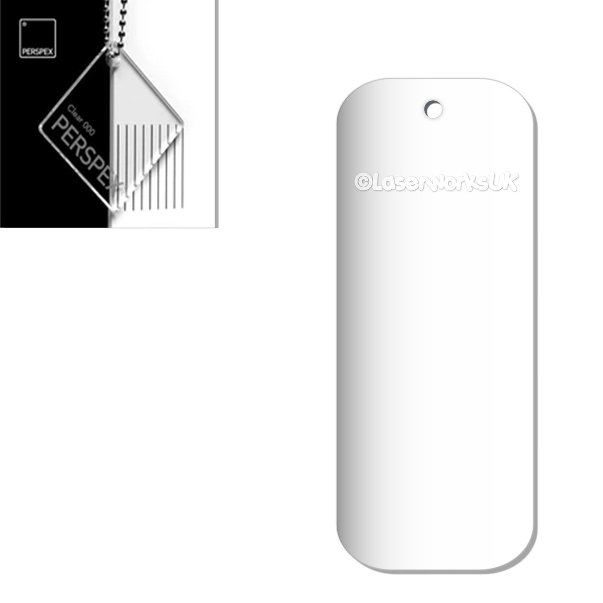 Acrylic Rectangle Keyring Blank Fobs (8cm Pack of 10) - Laserworksuk