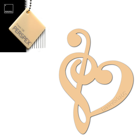 Treble Clef Bass Clef Music Heart Decor - Laserworksuk