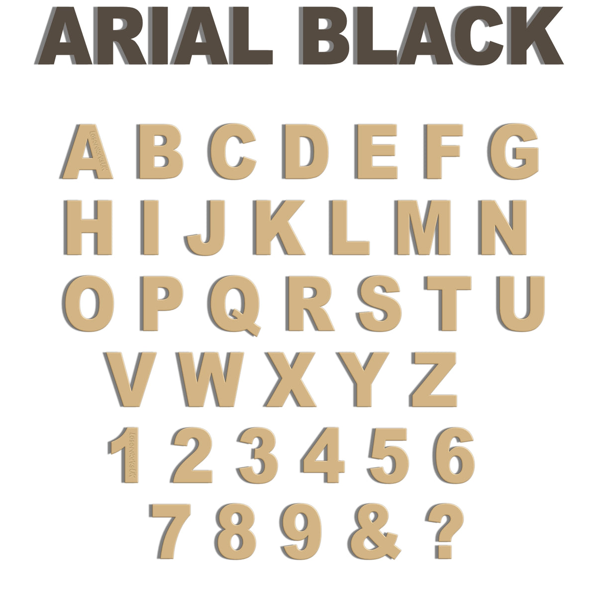 Large Bold Letters & Numbers - Arial Black Font