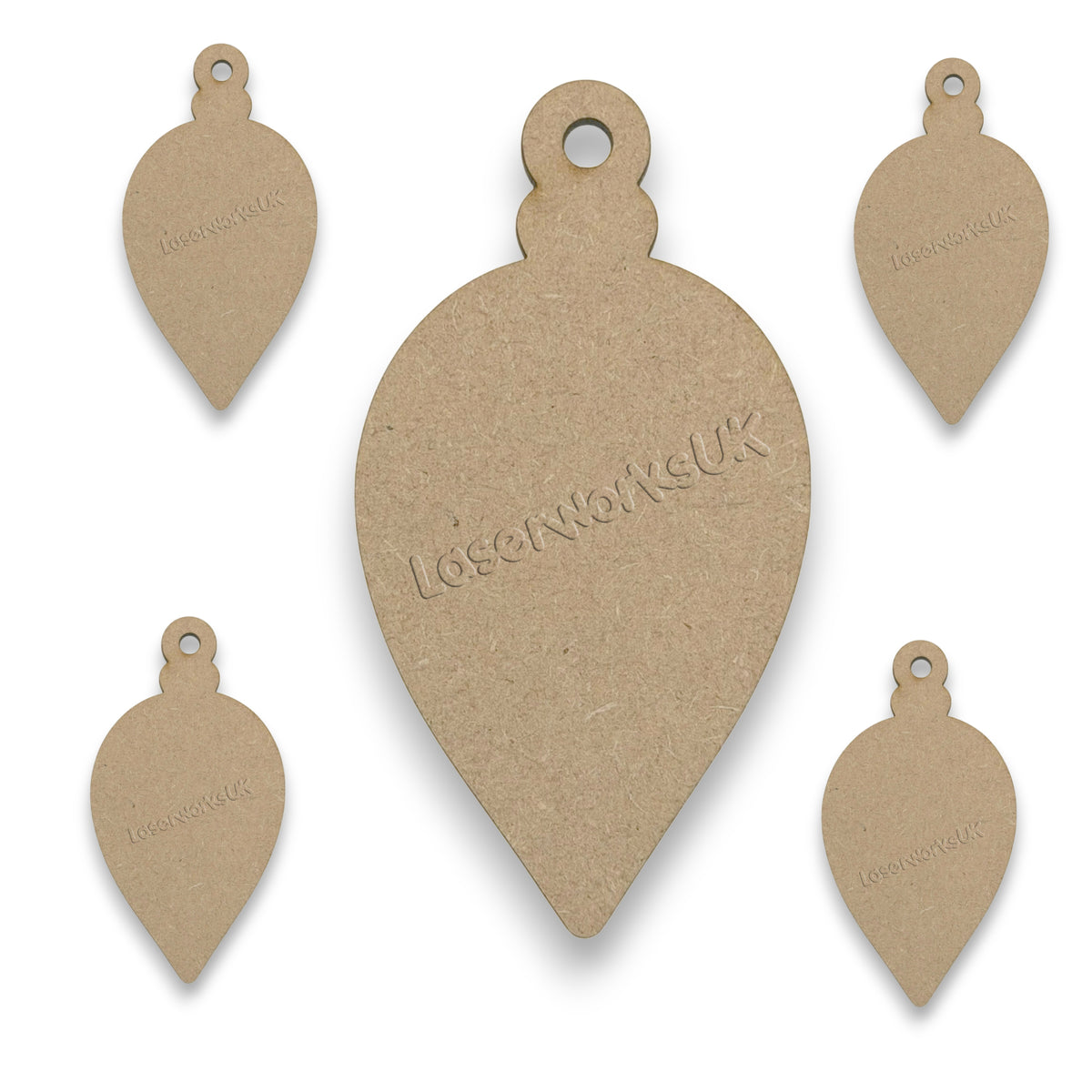 Wooden Christmas Bauble Shapes - Hanging Blank Xmas Decorations