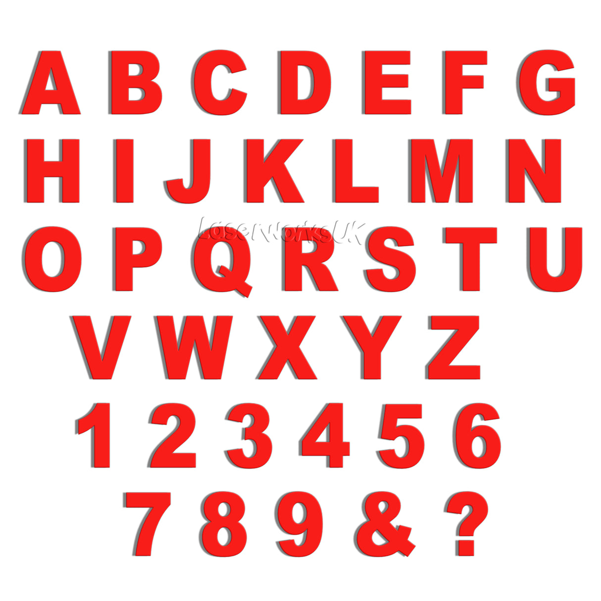 Ariel Bold 10cm Acrylic Letters & Numbers - 40 Different Colours - Laserworksuk