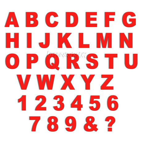 Ariel Bold 6cm Acrylic Letters & Numbers - 40 Different Colours - Laserworksuk