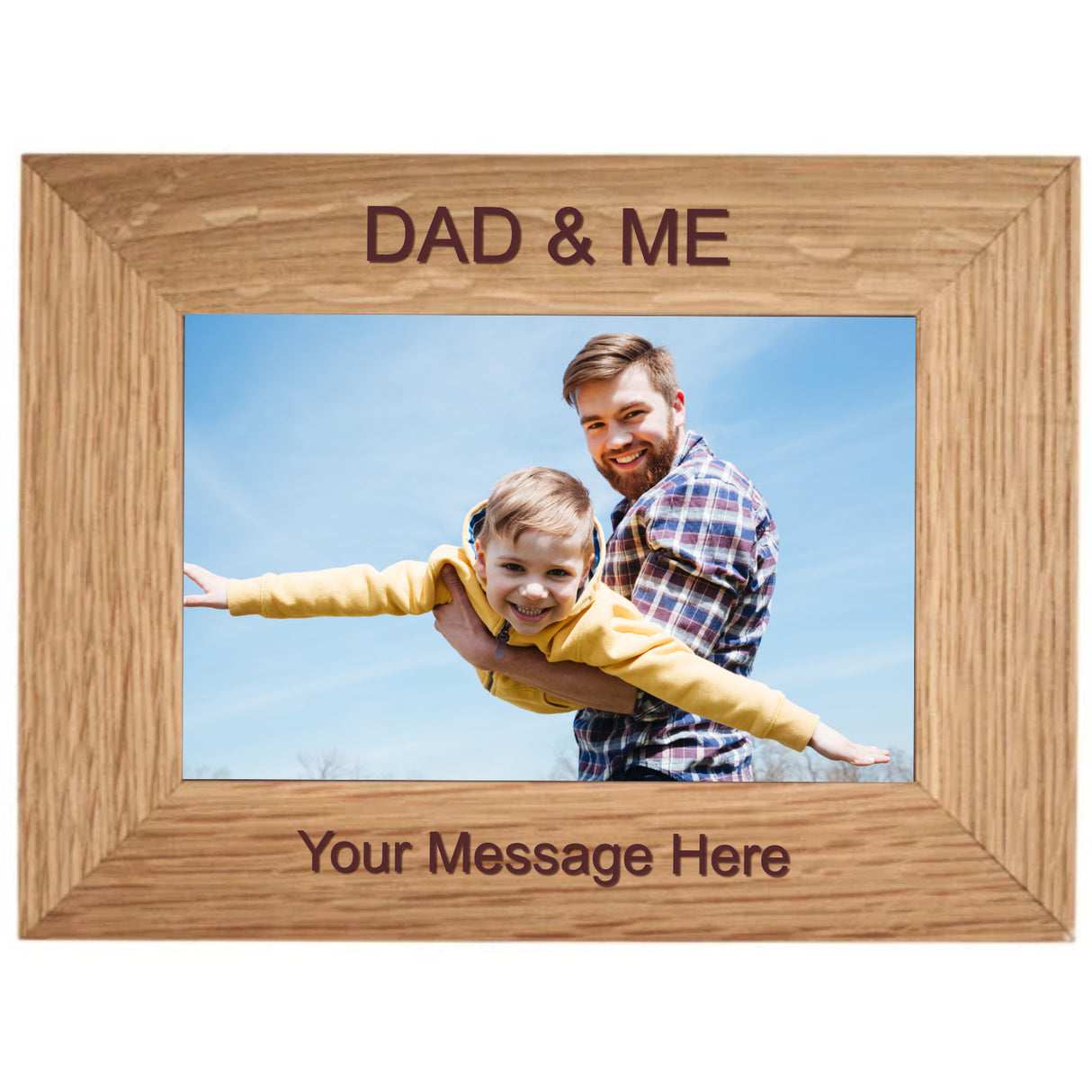 Personalised Photo Frame - Solid Oak - Laser Engraved - Laserworksuk