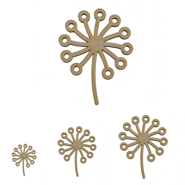 Wooden Craft Flower - Dandelion Shapes - Laserworksuk