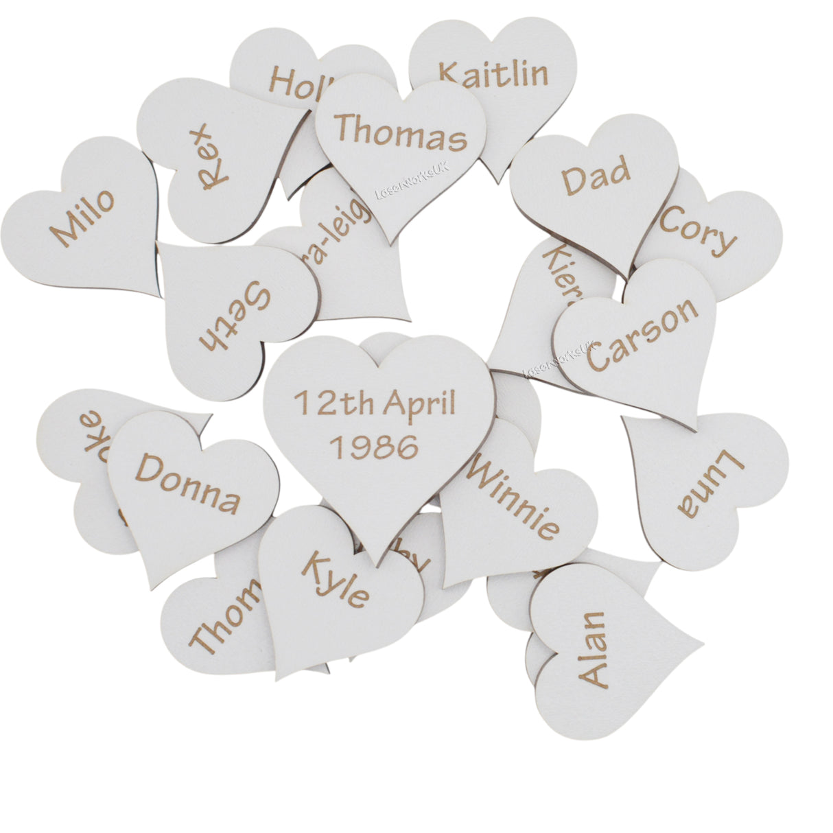 Family Tree With White Mdf Engraved Hearts - LaserworksUK