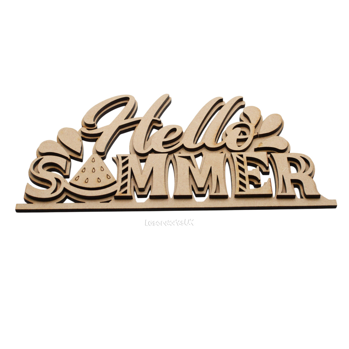 Wooden Hello Summer Sign - Ready To Paint - LaserworksUK