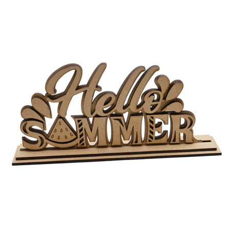 Wooden Hello Summer Sign - Ready To Paint - LaserworksUK