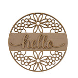 Wooden Hello Floral Sign - 3mm MDF Ready To Paint - LaserworksUK