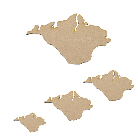Wooden Isle of Wight Map Outline Shape