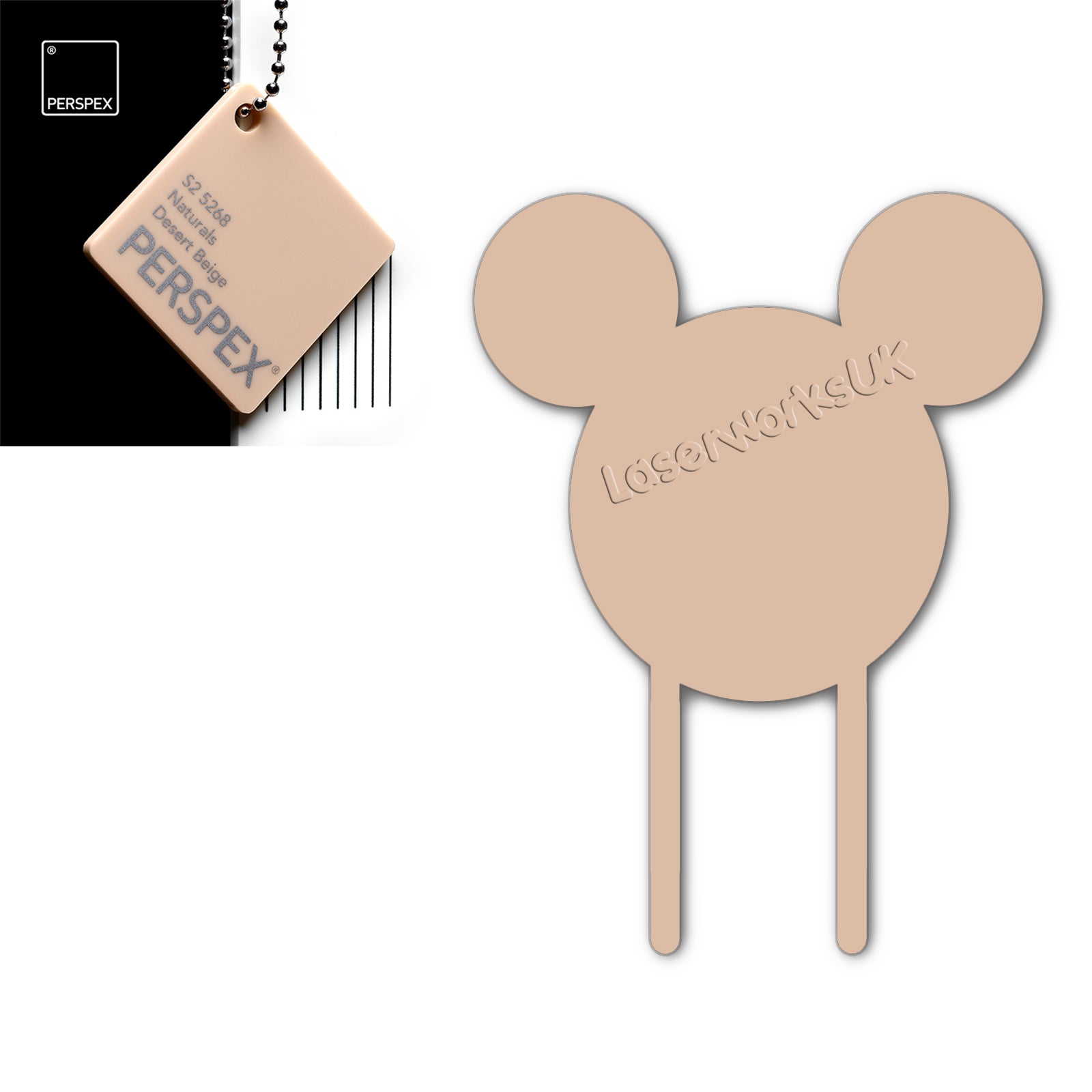 Acrylic Mouse Head Cake Topper (17cm Pack of 3) - Laserworksuk
