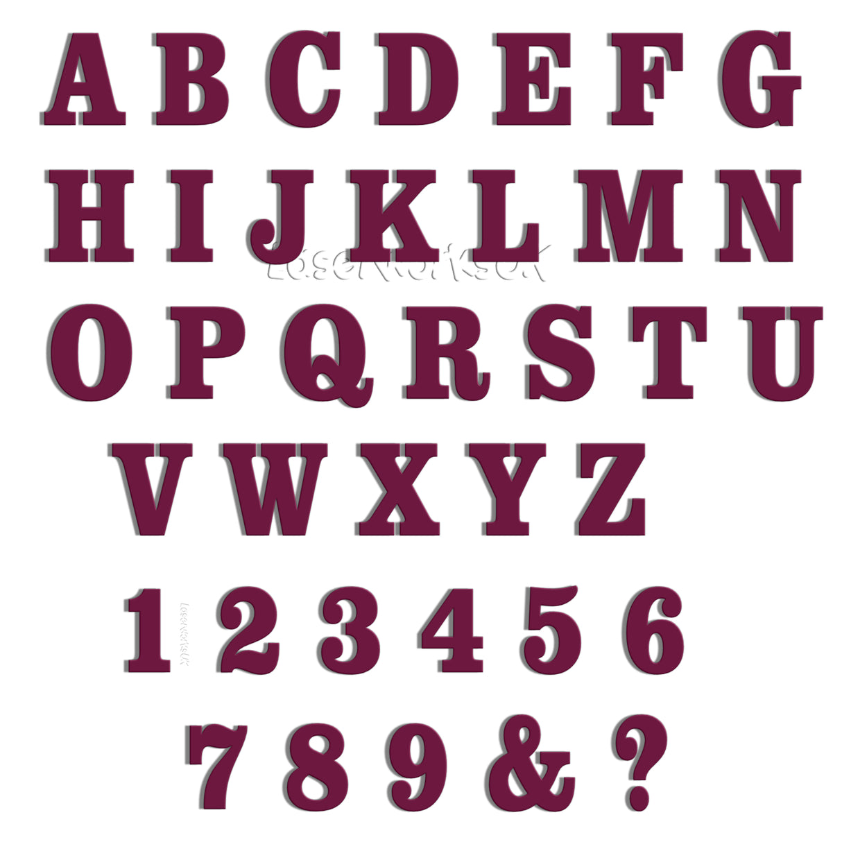 Acrylic 3cm High Letters & Numbers - 40 Colours - Multi Buy Discounts - Laserworksuk