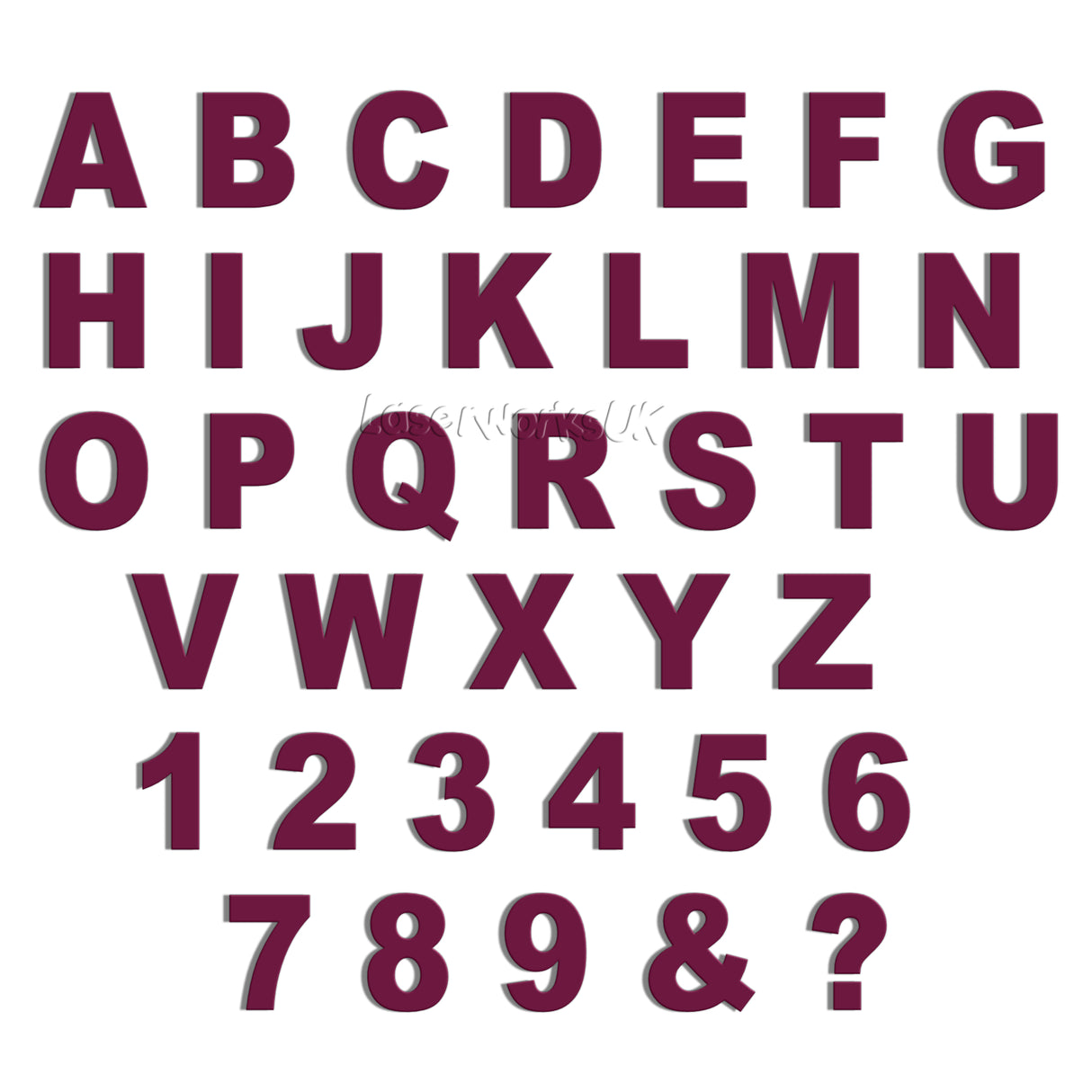 Ariel Bold 6cm Acrylic Letters & Numbers - 40 Different Colours - Laserworksuk