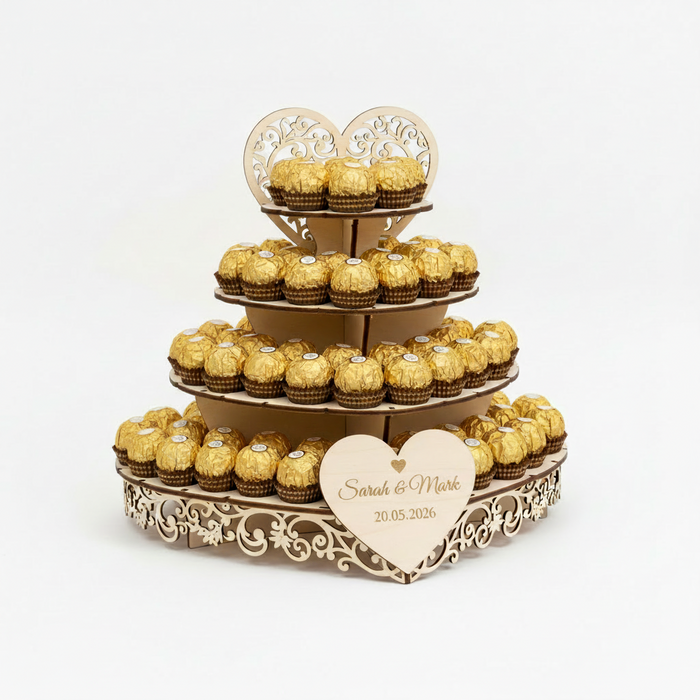 Personalised Ferrero Rocher Heart Wedding Display Stand