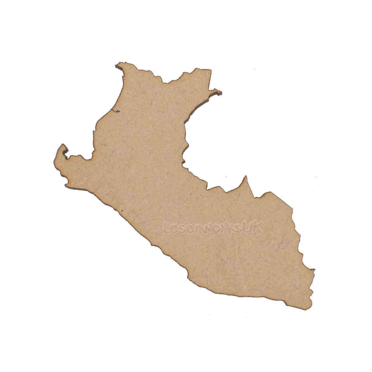 Wooden Peru Map - South America Outline Shapes - LaserworksUK