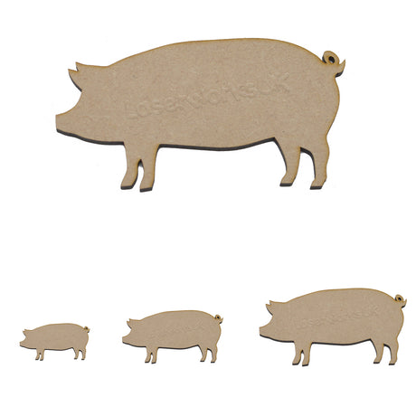 Wooden Pig - MDF Craft Shapes - LaserworksUK