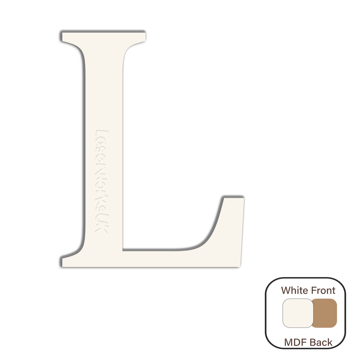 White Engraved Wooden Alphabet Letters - Laserworksuk