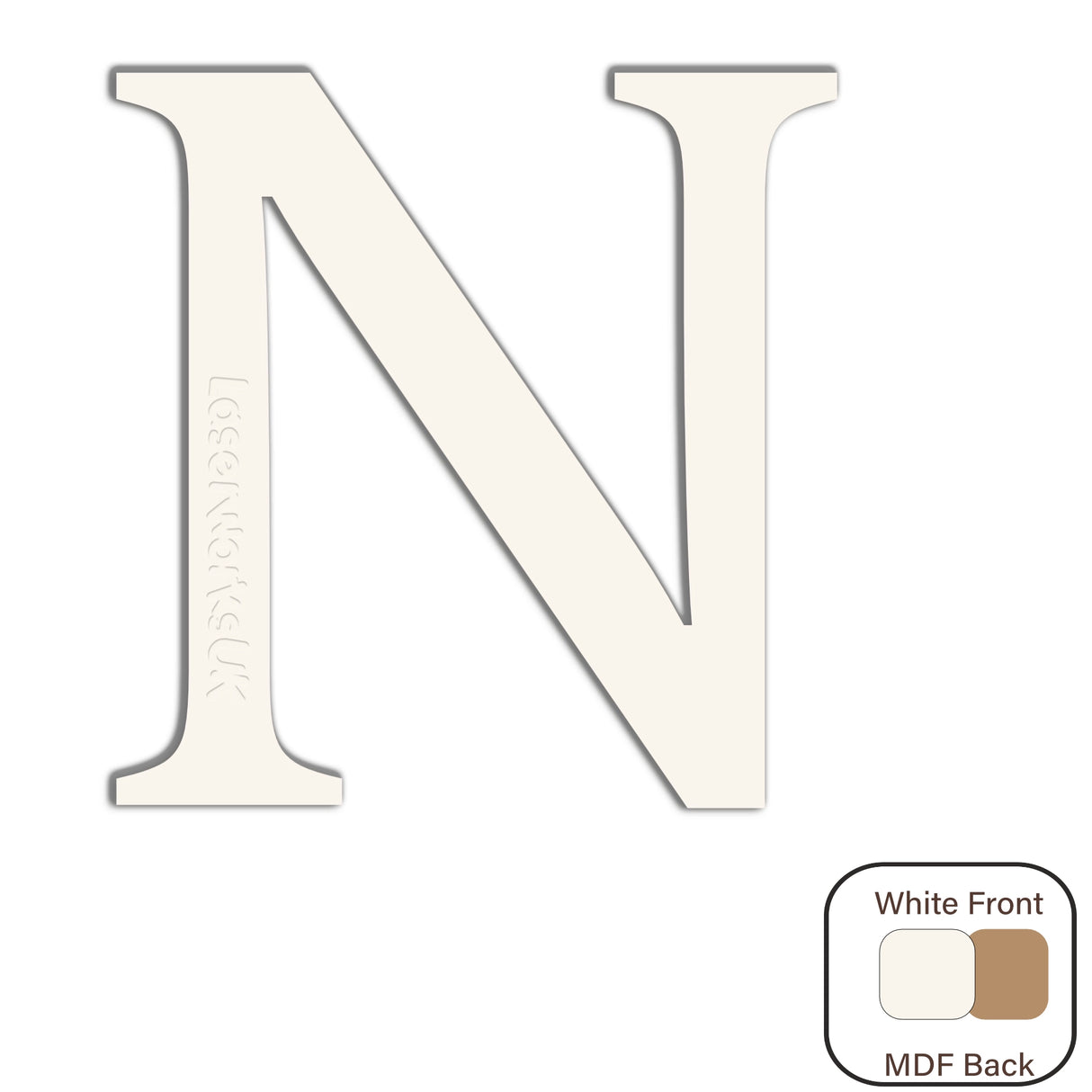 White Engraved Wooden Alphabet Letters - Laserworksuk