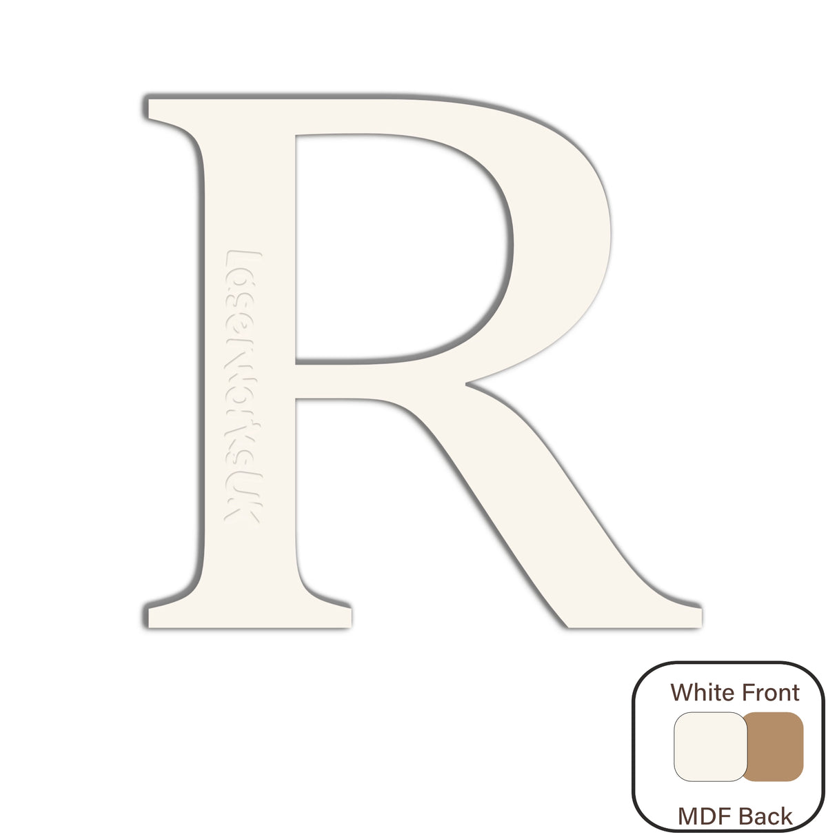 White Engraved Wooden Alphabet Letters - Laserworksuk