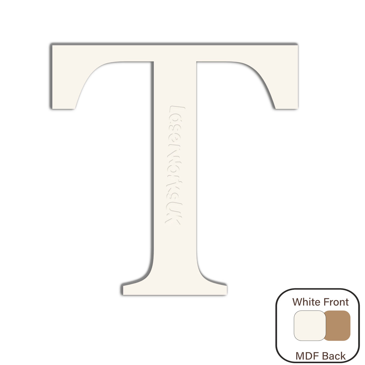 White Engraved Wooden Alphabet Letters - Laserworksuk
