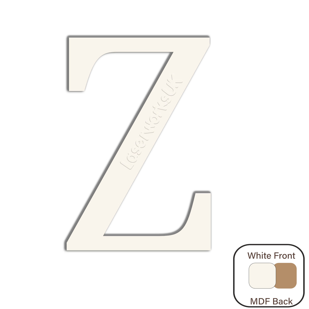 White Engraved Wooden Alphabet Letters - Laserworksuk