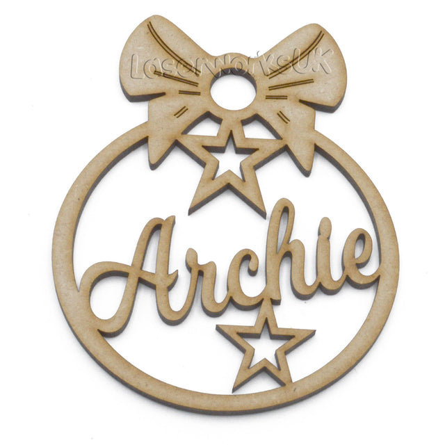 Personalised Christmas Tree MDF Bauble - LaserworksUK