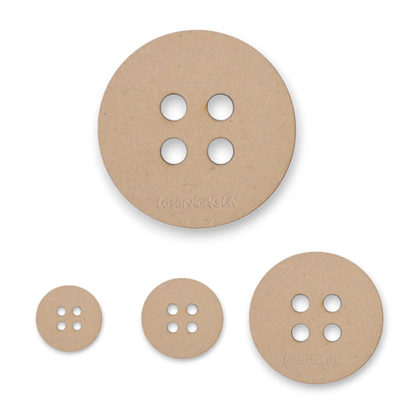 Button MDF Craft Shapes -Wooden Button Blank, Tags, - LaserworksUK