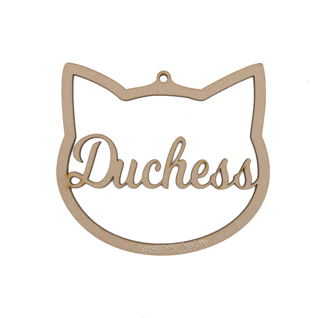 Cat Face Shaped Baubles - Personalised Names - LaserworksUK