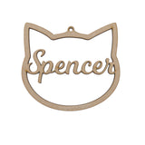 Cat Face Shaped Baubles - Personalised Names - LaserworksUK