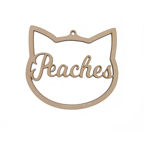 Cat Face Shaped Baubles - Personalised Names - LaserworksUK