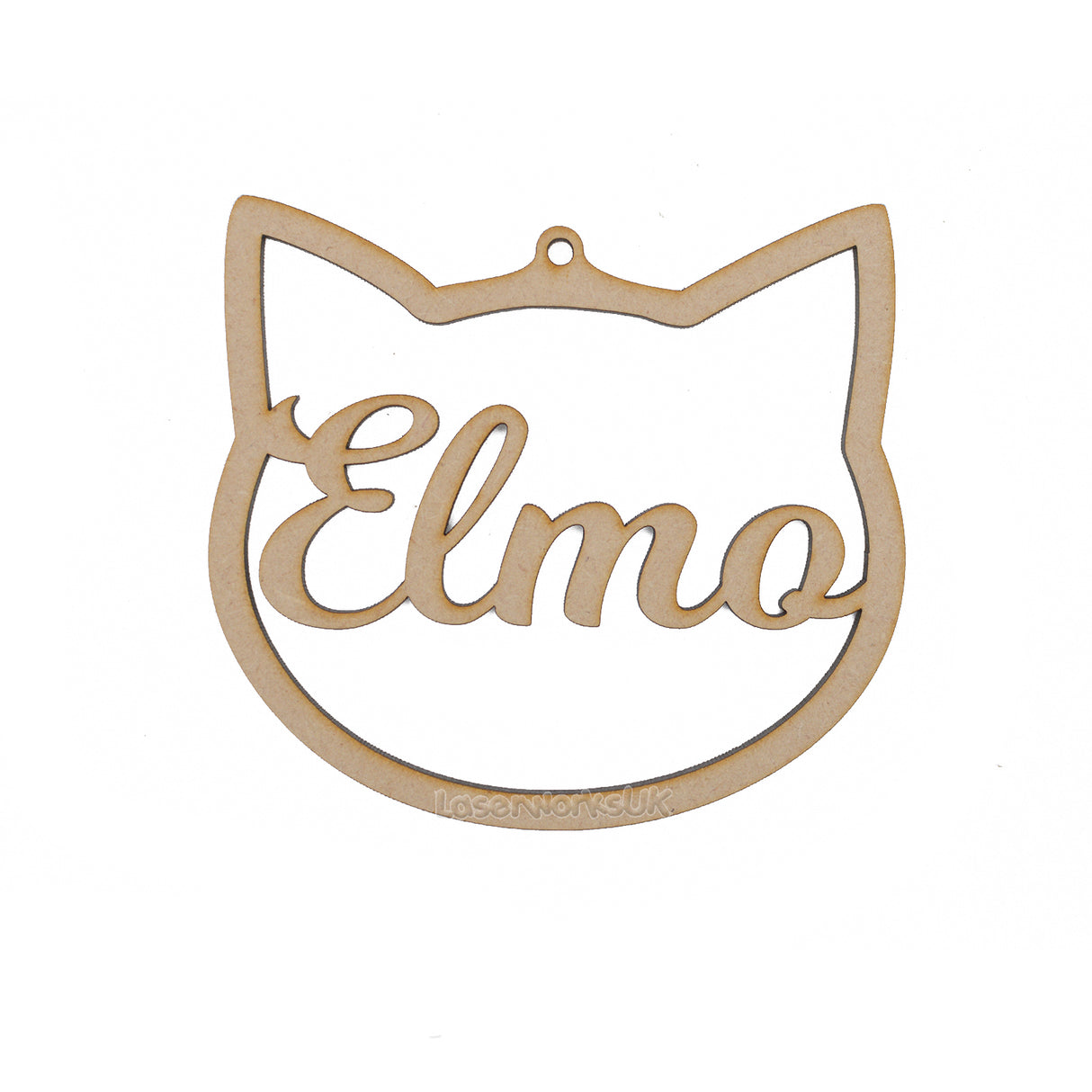 Cat Face Shaped Baubles - Personalised Names - LaserworksUK