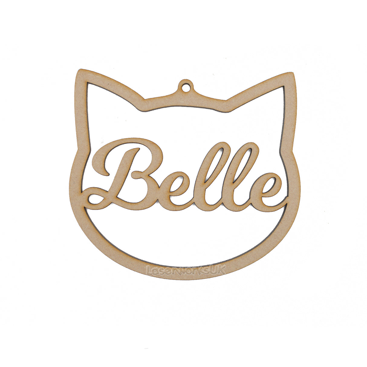 Cat Face Shaped Baubles - Personalised Names - LaserworksUK