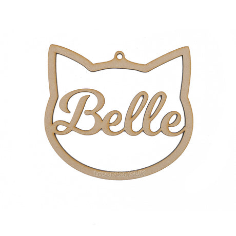 Cat Face Shaped Baubles - Personalised Names - LaserworksUK