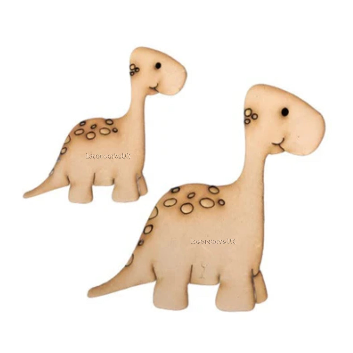 Cute Cartoon Dinosaur MDF Craft Shapes - LaserworksUK